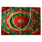 Rode groene decoratieve kerstcadeautas groot cadeauzakje (Achterkant)