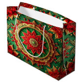Rode groene decoratieve kerstcadeautas groot cadeauzakje (Achterkant Gekanteld)