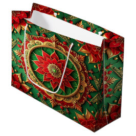 Rode groene decoratieve kerstcadeautas groot cadeauzakje