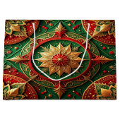 Rode groene decoratieve kerstcadeautas groot cadeauzakje (Voorkant)