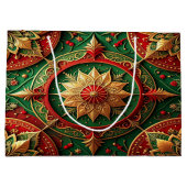 Rode groene decoratieve kerstcadeautas groot cadeauzakje (Achterkant)