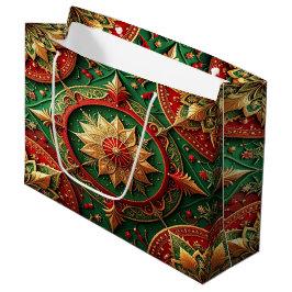 Rode groene decoratieve kerstcadeautas groot cadeauzakje