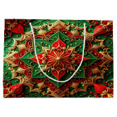 Rode groene decoratieve kerstcadeautas groot cadeauzakje (Achterkant)