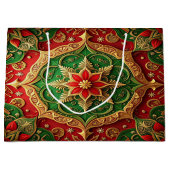 Rode groene decoratieve kerstcadeautas groot cadeauzakje (Voorkant)