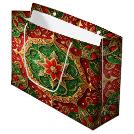 Rode groene decoratieve kerstcadeautas groot cadeauzakje