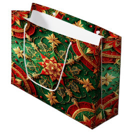 Rode groene decoratieve kerstcadeautas groot cadeauzakje