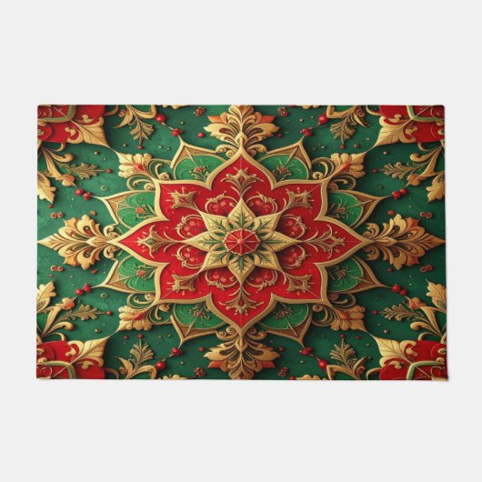 Rode groene decoratieve kerstmat deurmat (Voorkant)