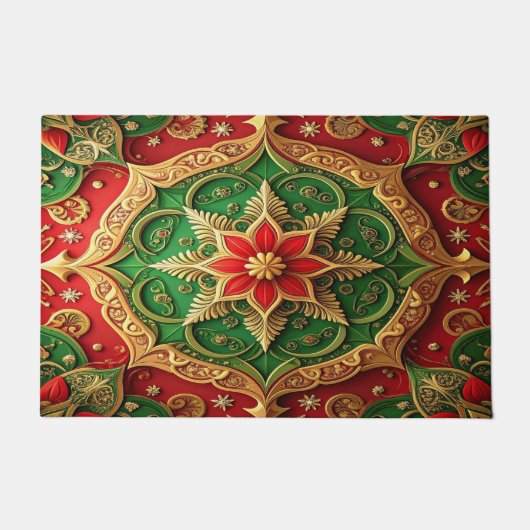 Rode groene decoratieve kerstmat deurmat (Voorkant)