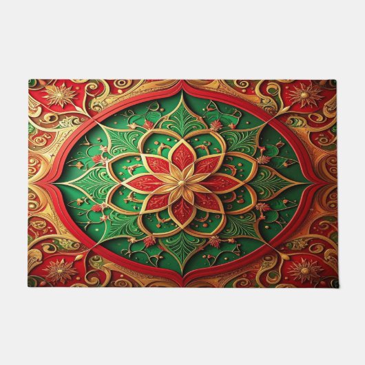 Rode groene decoratieve kerstmat deurmat (Voorkant)