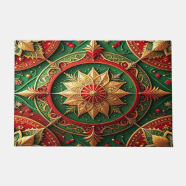 Rode groene decoratieve kerstmat deurmat