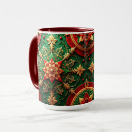 Rode Groene Decoratieve Kerstmok Mok