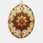 Rode groene decoratieve kerstornament keramisch ornament (Rechts)