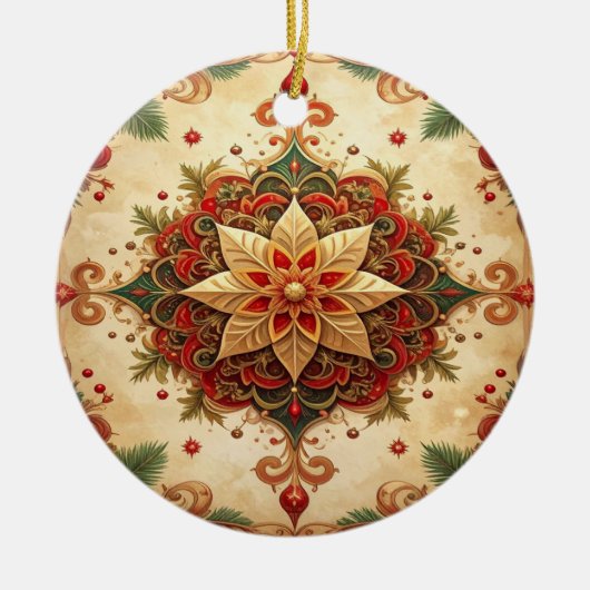 Rode groene decoratieve kerstornament keramisch ornament (Voorkant)