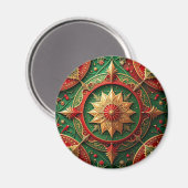Rode Groene Decoratieve Kerstvakantie Magneet (Voorkant / Achterkant)