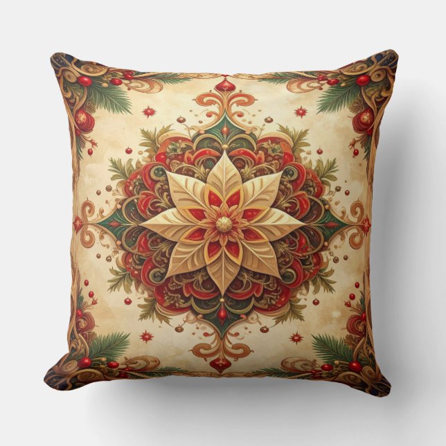 Rode groene decoratieve kerstworp kussen (Voorkant)