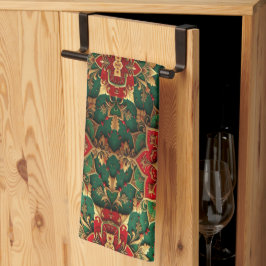 Rode groene decoratieve keukendoek voor feestdagen theedoek