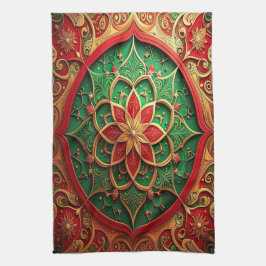 Rode groene decoratieve keukendoek voor feestdagen theedoek