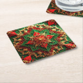 Rode groene decoratieve vakantie papieren coaster kartonnen onderzetters (Schuin)