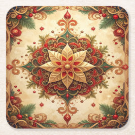 Rode groene decoratieve vakantie papieren coaster kartonnen onderzetters