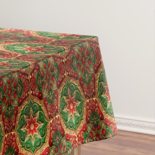 Rode groene decoratieve vakantie tafelkleed (Voorbeeld)