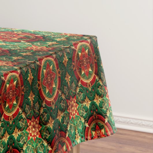 Rode groene decoratieve vakantietafelkleed tafelkleed (Voorbeeld)