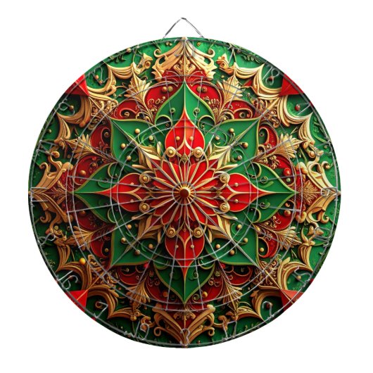Rode Groene Decorative Bloem Dartbord (Voorkant)