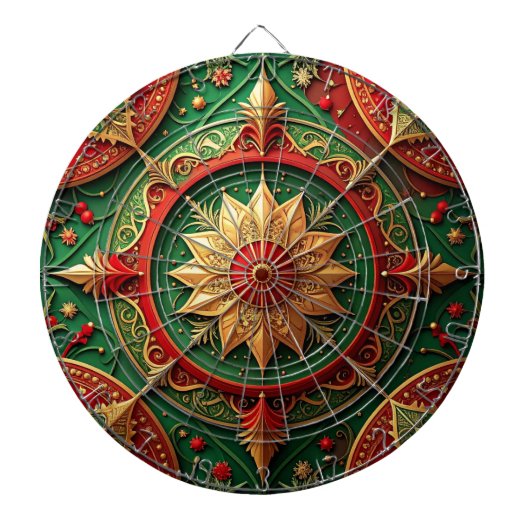 Rode Groene Decorative Bloem Dartbord (Voorkant)