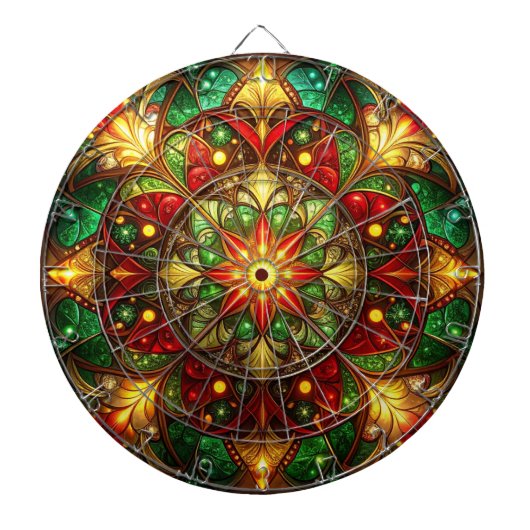 Rode Groene Decorative Bloem Dartbord (Voorkant)
