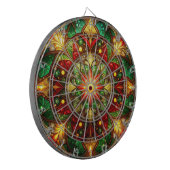 Rode Groene Decorative Bloem Dartbord (Voorkant Links)