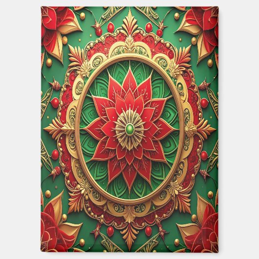 Rode Groene Decorative Kerstvakantie Magneet (Voorkant)