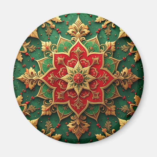 Rode Groene Decorative Kerstvakantie Magneet (Voorkant)