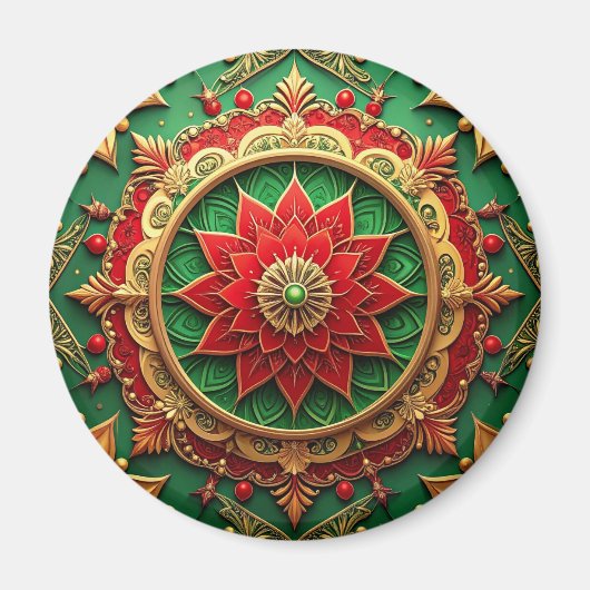 Rode Groene Decorative Kerstvakantie Magneet (Voorkant)