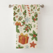 Rode groene dennen en bessen vakantie botanisch bad handdoek (Insitu)