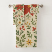 Rode groene dennen en bessen vakantie botanisch bad handdoek (Insitu)