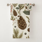 Rode groene dennen en bessen vakantie rustieke bot bad handdoek (Insitu)