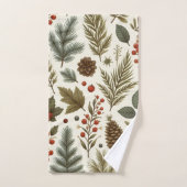 Rode groene dennen en bessen vakantie rustieke bot bad handdoek (Handdoek)