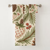 Rode groene dennen en bessen vakantie rustieke Wat Bad Handdoek (Insitu)