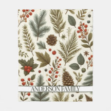 Rode groene dennen en bessen Waterverf vakantie