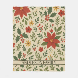 Rode groene dennen en bessen Waterverf vakantie Fleece Deken