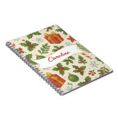 Rode groene dennen en bessen Waterverf vakantie Notitieboek (Rechterzijde)