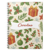 Rode groene dennen en bessen Waterverf vakantie Notitieboek (Voorkant)