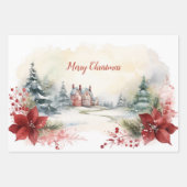 Rode groene dennenbomen Christmas Woodlands Inpakpapier Vel (Voorkant 2)