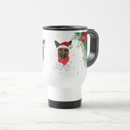 Rode Groene Duitse Herder Hond Eigenaar Kerstmis Reisbeker (Voorkant rechts)