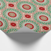 Rode, groene en Aqua Kaleidoscope bloemen Cadeaupapier (Hoek)