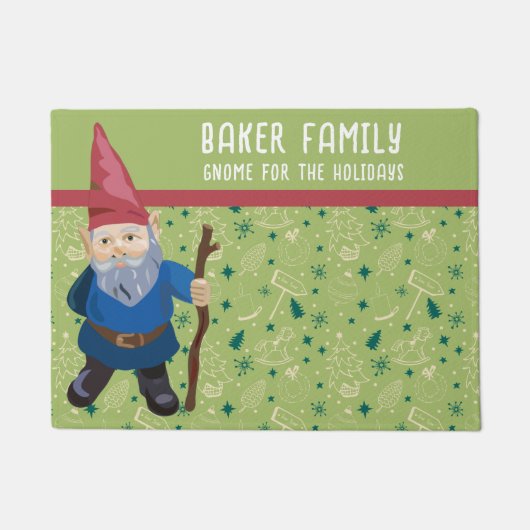 Rode groene en blauwe gnoom voor de Feestdagen Deurmat (Voorkant)