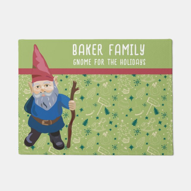 Rode groene en blauwe gnoom voor de Feestdagen Deurmat (Voorkant)