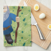 Rode groene en blauwe gnoom voor de Feestdagen Theedoek (Quarter Fold)