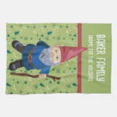 Rode groene en blauwe gnoom voor de Feestdagen Theedoek (Horizontaal)