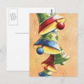 Rode groene en blauwe ringende bellen briefkaart (Voorkant / Achterkant)