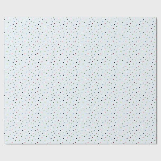 Rode, groene en blauwe stippen kerstpatroon cadeaupapier (Vlak)